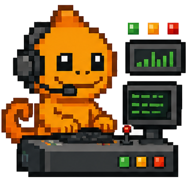 Pixel-art WPMC operator at a mission console