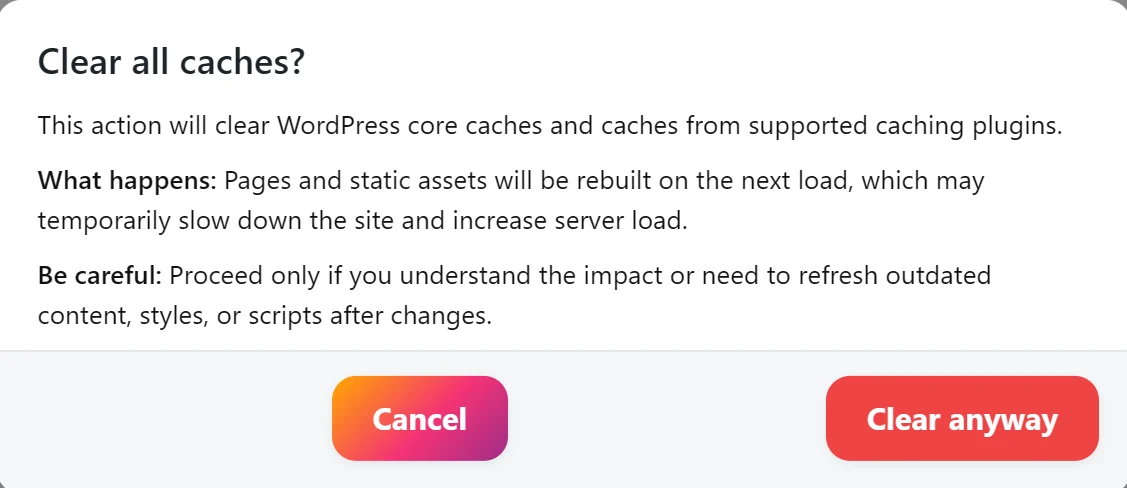 ♻️ Reset All Caches – clean start in one click #2