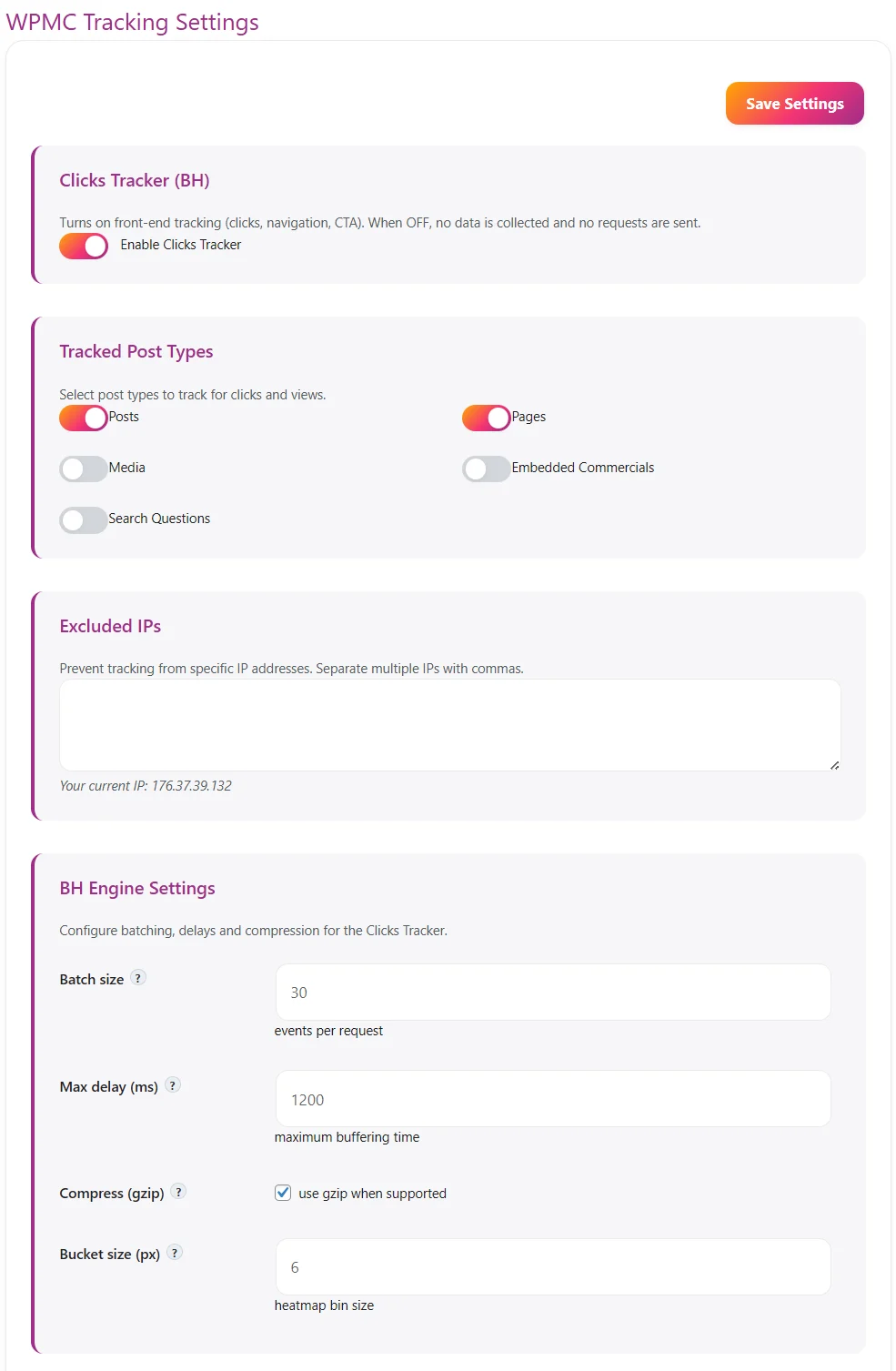 Tracking Settings — configure how data is collected #1